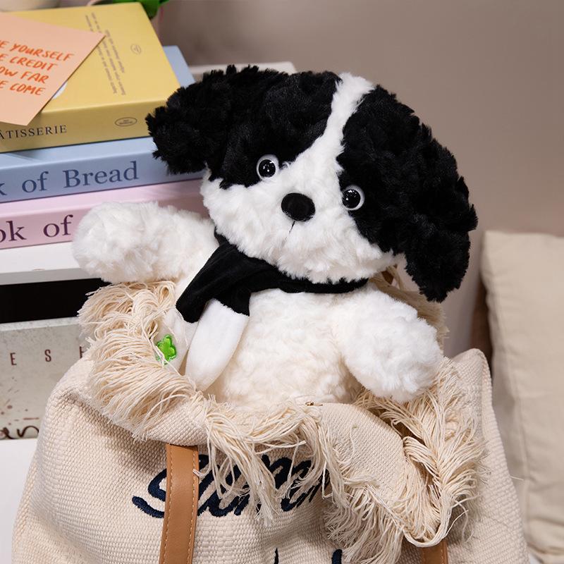 

Scarf puppy doll plush toy wearing scarf puppy dog children birthday gift sleeping dog rag doll 36cm 0.3kg чёрный