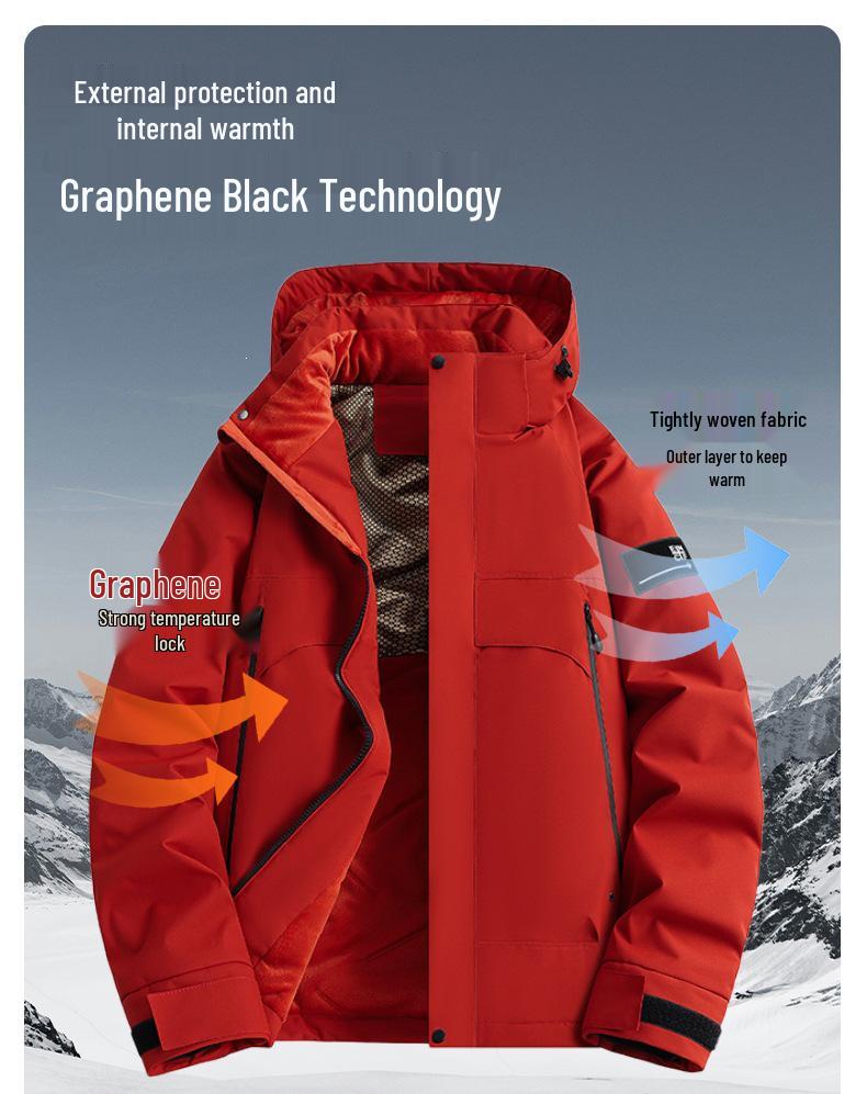 2026 Outdoor Warm Plus Size Waterproof Windproof Winter Hooded Ski Jacket with Graphene