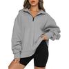 Women's Half-Zip Stand Collar Sweatshirt Oversized Loose Fit Casual Long Sleeve Pullover For Autumn Winter