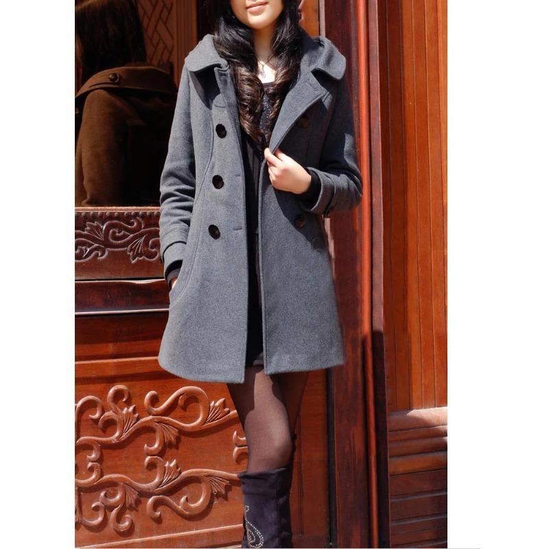 Fashion Winter Warm Mid-length Woolen Coat Women's Fall Winter Long Sleeve Jacket Hood Double-breasted Outerwear