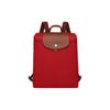 Le Pliage 26 Verstellbarer Schultergurt Schnalle Reißverschluss Recycelter Canvas mit Lederbesatz Rucksack Damen Rucksack Rot 1699089P59