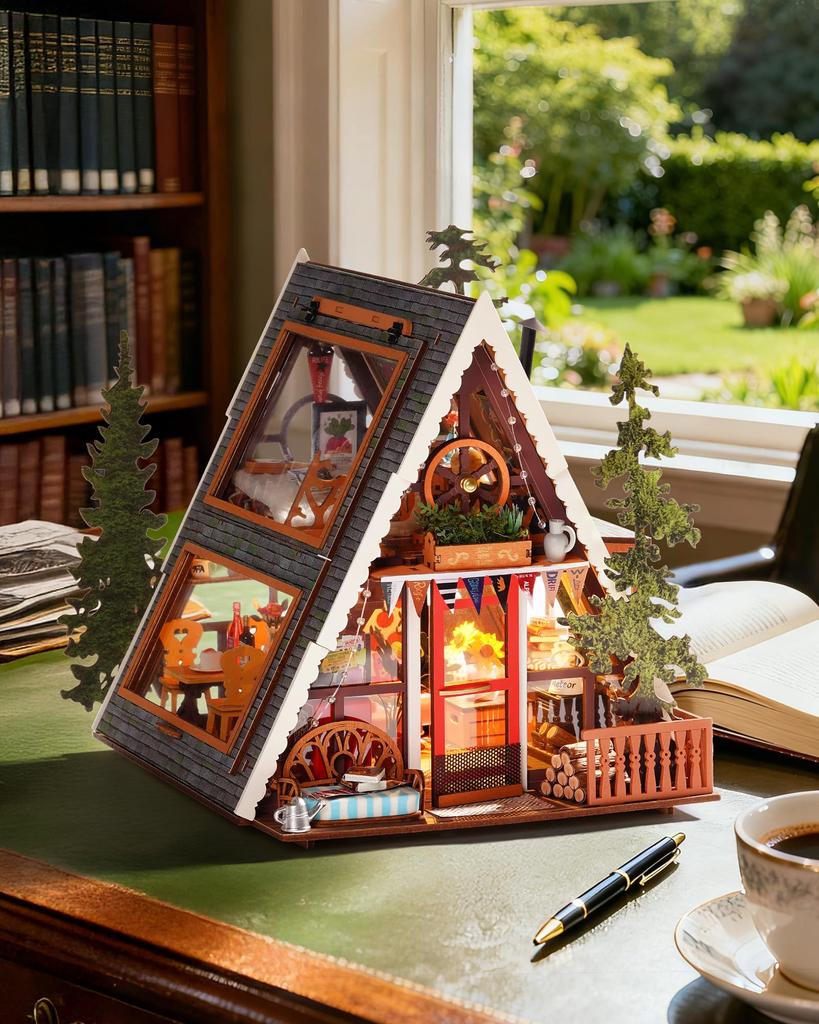 ROBOTIME Miniature Miniature DIY Miniature Dollhouse Mini Model Kit with Figures and DIY Craft Toy for Kids and Birthday Gift for Family and Home