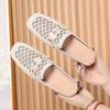 Spring and Summer Breathable Rhinestone Cowhide Sole Comfortable Hollow Single Shoes Women's Flat Fashion Sandals