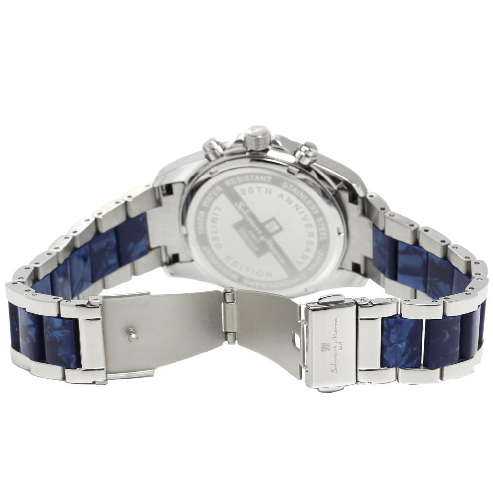 [Salvatore Mara] Ceas Salvatore Marra Bărbați Cronograf Curea Combinată Acetat Model Limitat Aniversar 20 Clasament Marcă Ceas Cadou SM23105-SSWH