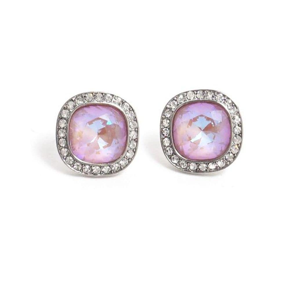 E541 Violet Delight Crystal Silver Needle Earrings