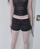 Sailpeulei Layered Lace-Up Skirt Shorts / Black