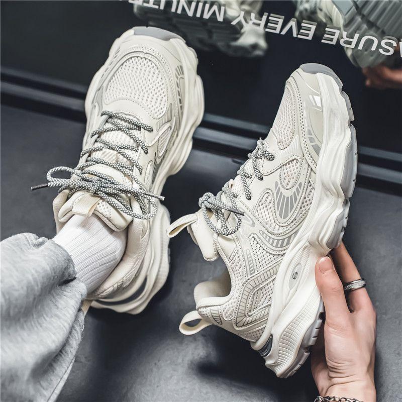 New Summer Breathable Trend Casual Sports Shoes Men's Versatile Mesh Running Height-increasing Dad Shoes