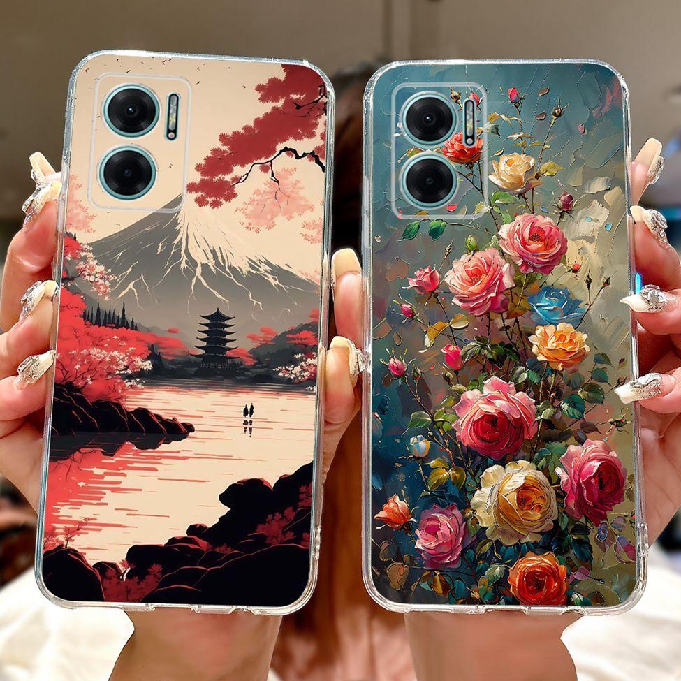 Clear For Redmi 10 5G 2022 Case Cover Luxury Butterfly Love Fashion Flowers Cool Lion Painted Casing 22041219G 22041219NY
