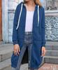 Newne Long Casual Long Solid Dark Loose Zipper Winter Zipper Front Metal Korean Long Size Women's Hoodie, Zip-Up Hoodie, Outerwear, Sleeves,