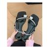 In the Summer of 2025, the New Gemstone Rhinestone Belt Cover Toe Middle Heel Sandals Are Popular Among Internet Celebrities, Fashionable and Versatil