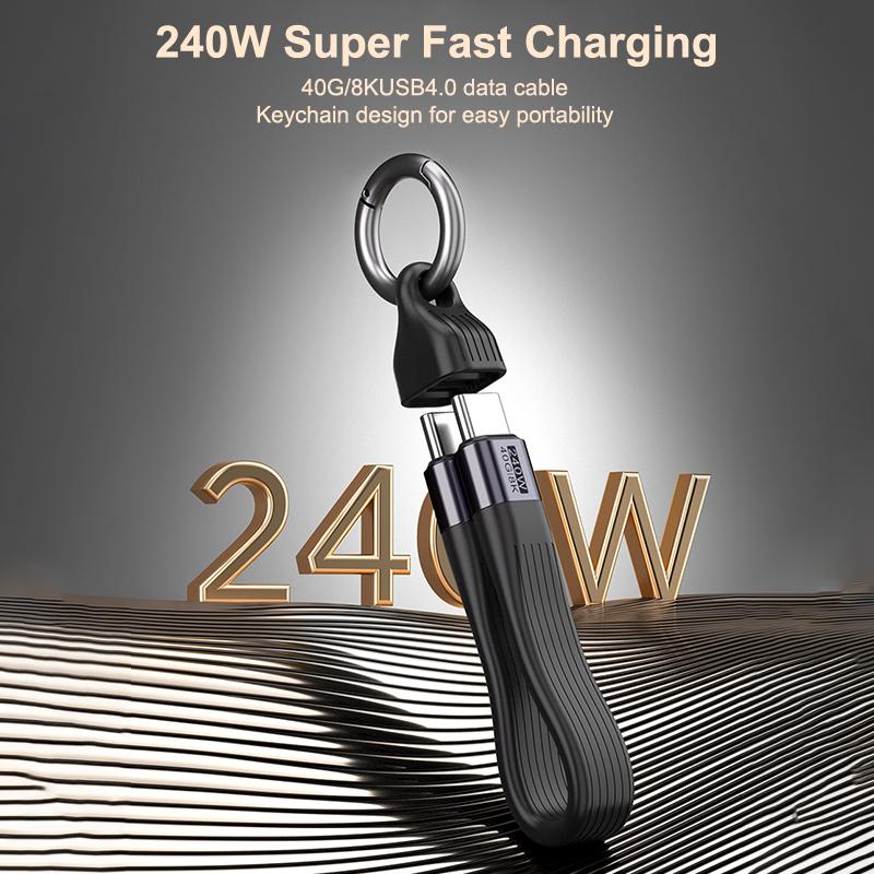 Pd 240W Usb4.0 40Gbps Kabel Type C Brelok Przenośny Brelok Szybki Transfer Danych Krótki Brelok Do Laptopa Telefonu Tabletu