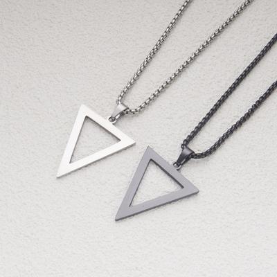 Erkek Ve Erkek Çocuk Paslanmaz Çelik Geometrik Kolye Ters Üçgen Kolye