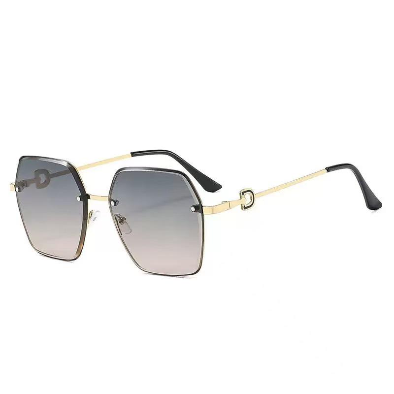Gradient Women's Retro Sunglasses, Rimless Cut-Edge, High-End Look, Slimming Design.