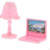 1 Paket Dollhouse Mini Laptop Scene Miniature Computer Table Lamp Set Simulation Notebook Folding
