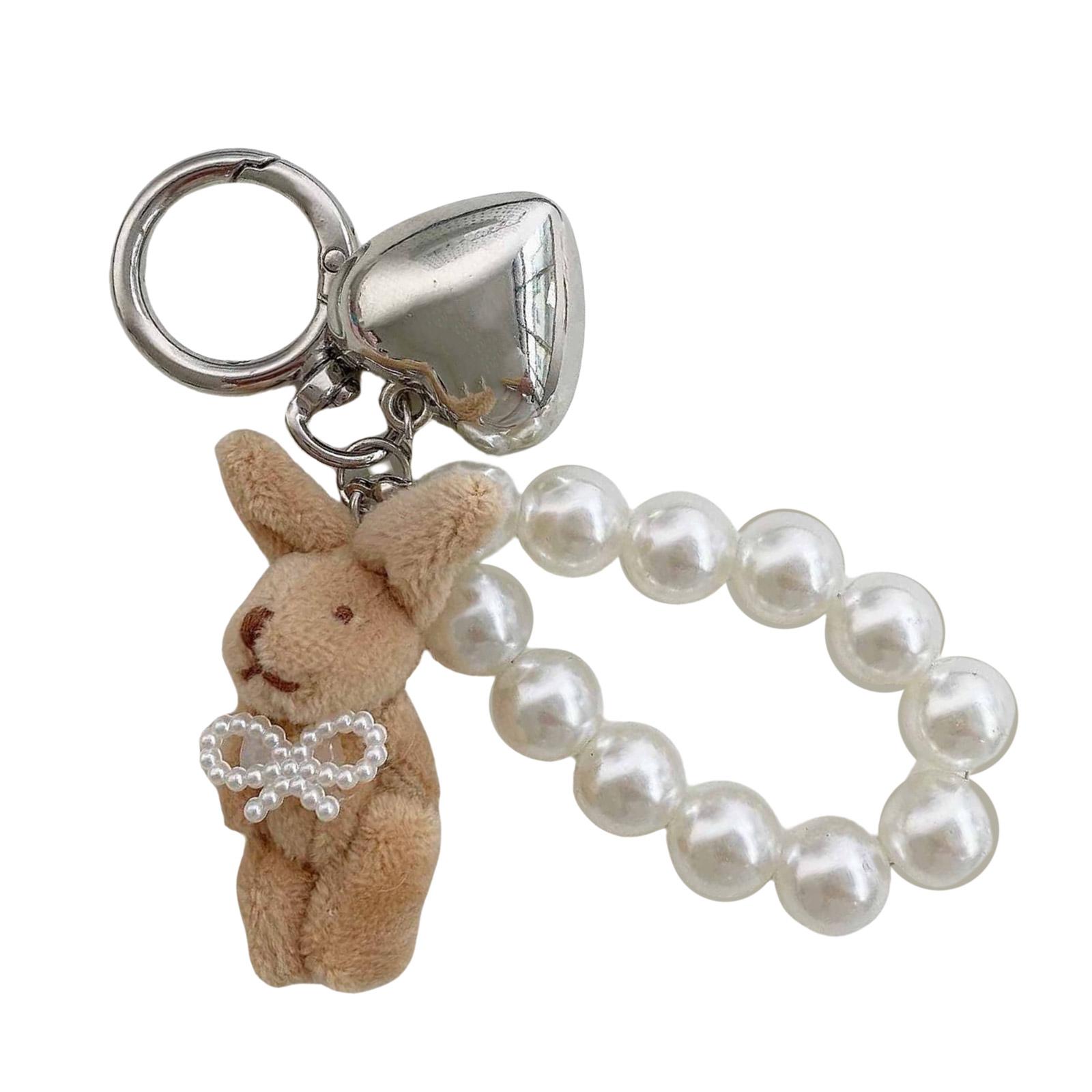 

Сладкие Жемчужины Кролики Брелок Шарм Подвеска Ручной Работы Сердце Брелок для Женщин Модный Рюкзак Ювелирное Украшение кофейный