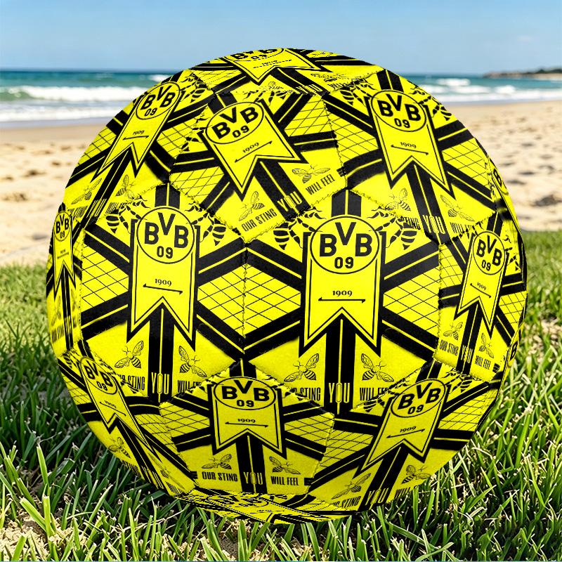 Borussia Dortmund Print Size 5 Soccer Ball, PU Wear Resistant Football for Match Training and Daily Practice, Birthday Gift for Soccer Fans