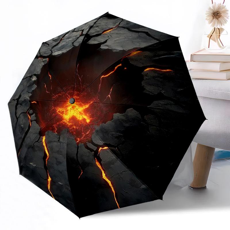 Molten Lava Fissure Hole Outdoor Automatic Umbrella Compact 8-Rib Lightweight Durable Everyday Carry Umbrella Outdoor Accessory Stylish Gift Women