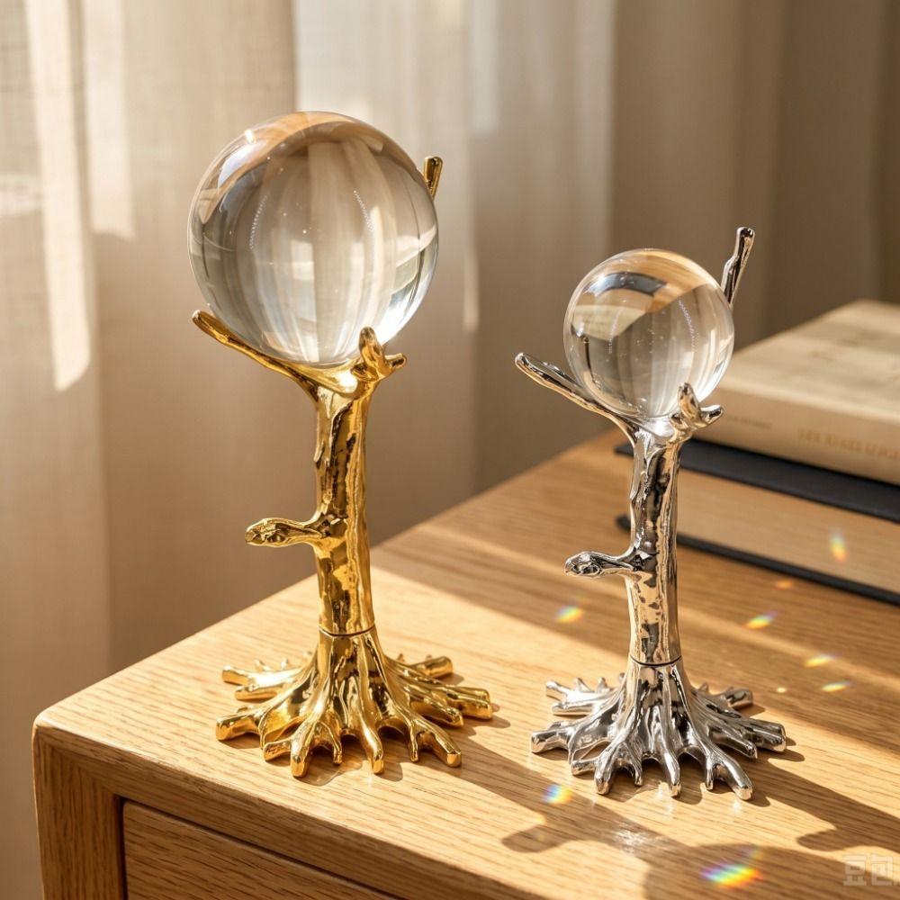 Zinc Zinc Zinc Alloy Tree Shape Crystal Ball Stand Gold/Sliver Crystal Ball Display Stand Bedroom