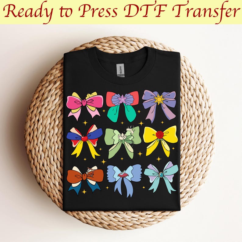 Disney Princess Cute Ribbons And Bows Pastel Colors Logo Dtf,Disney Princess Coquette Bow Dtf,Disney Princess Bow Dtf,Ready to press 120
