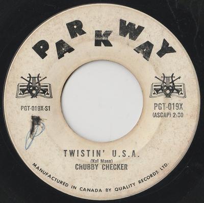 7-Zoll-Schallplatte CHUBBY CHECKER - Twistin' USA. PGT019X Parkway Canada Gestein verwendet