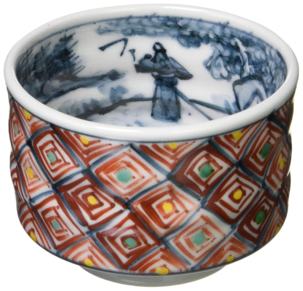 Kyoto Kiyomizu sake sake cup wooden red Rokusai 60th birthday Respect for the Aged gift GRE384 ware, ware, cup, ochoko, (in box), lattice, kiln,