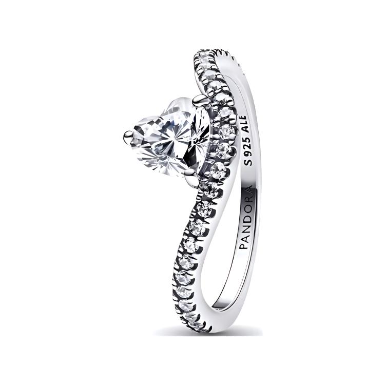 Pandora Pavé Heart Wave Design 925 Silver Ring Women ring 193661C01 Box,48