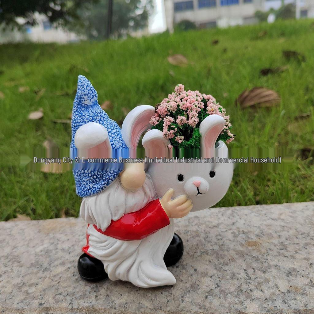 Bedårande sittande stor mage blomkruka skulptur för trädgård eller gräsmatta