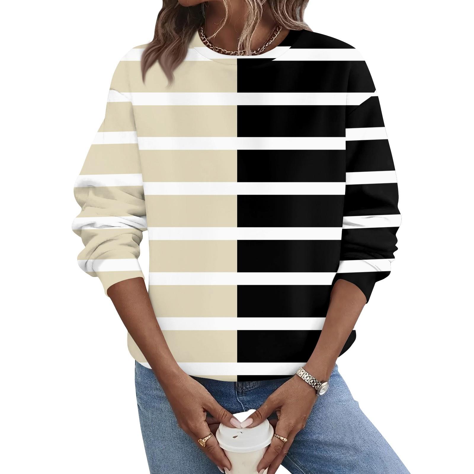 

Жіноча осінньо-зимова повсякденна толстовка з круглим вирізом і довгим рукавом XL бежевий