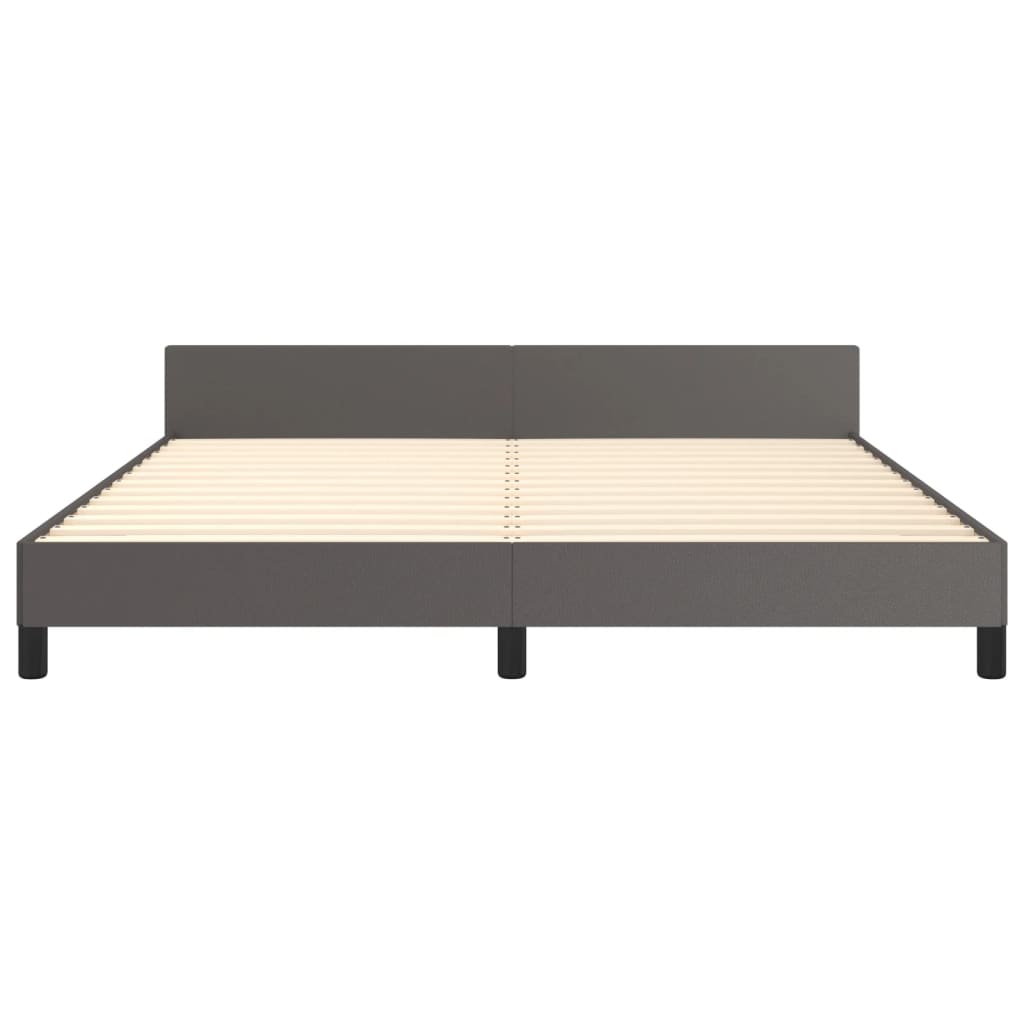 Bed Frame with Headboard Grey 160 x 200 cm Faux Leather