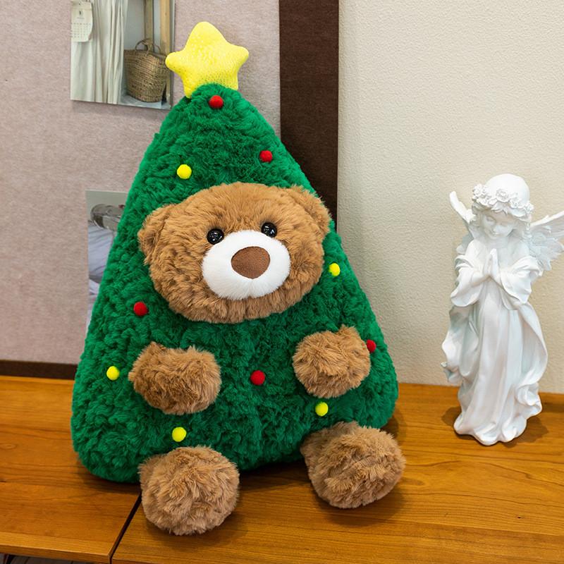 Christmas Tree Bear Plush Toy Pillow With Pp Cotton Fill For Kids Holiday Decor
