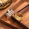 Adjustable Finger Ring Thumb Geometric Lines Shape Opening Design Oxidation Resistant Band Stainless Steel Versatile Jewelry Gift Durable Golden
