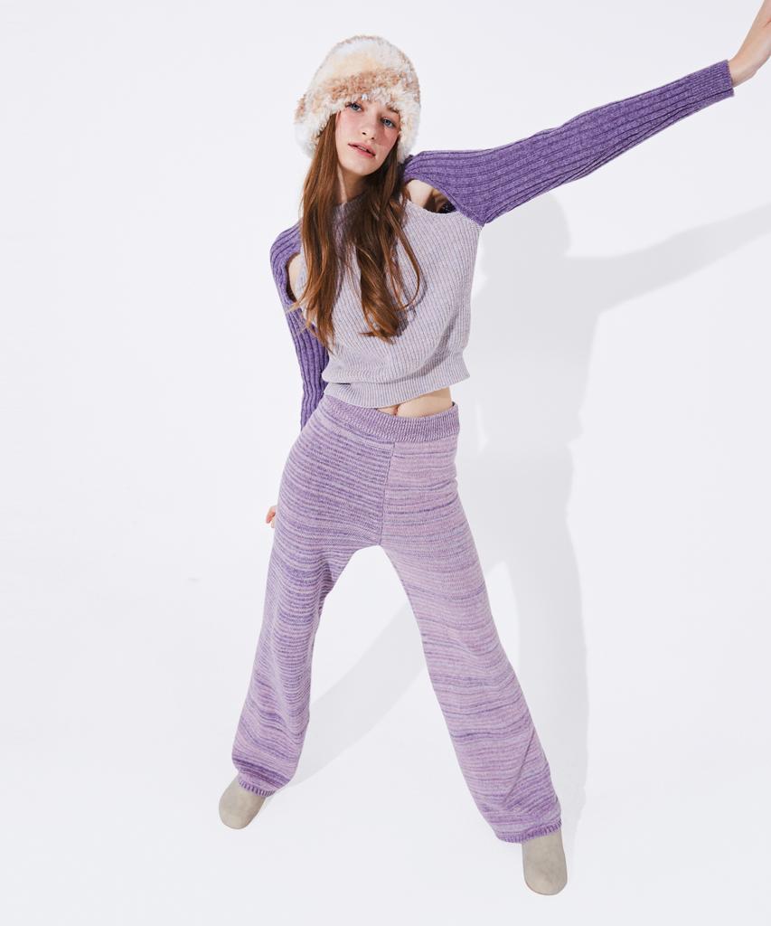 Kkuape Slit Blending Knit Top_Purple