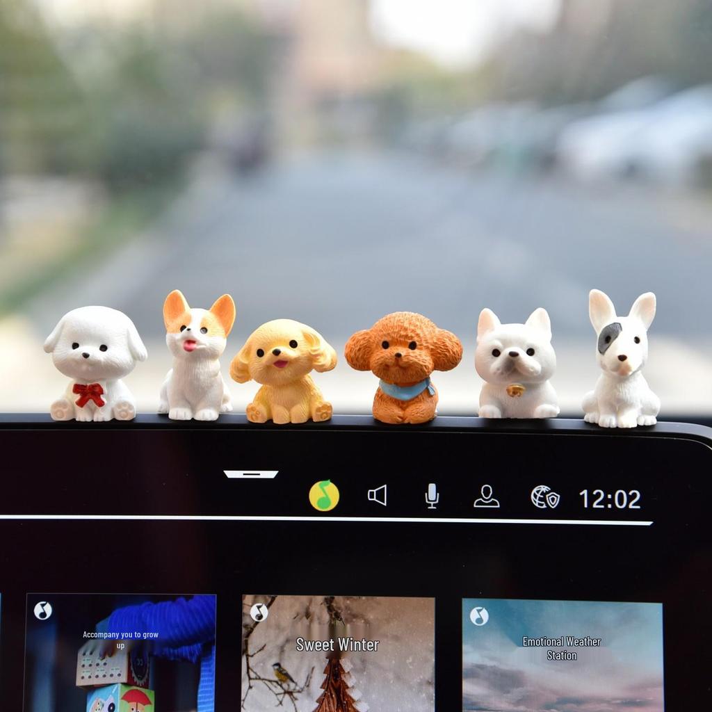 Cute Puppy Car Ornament Figure for Center Console Display