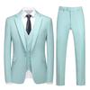 Men's Three-Piece Suit Set with One-Button, Double Vents, and Elastic Waist