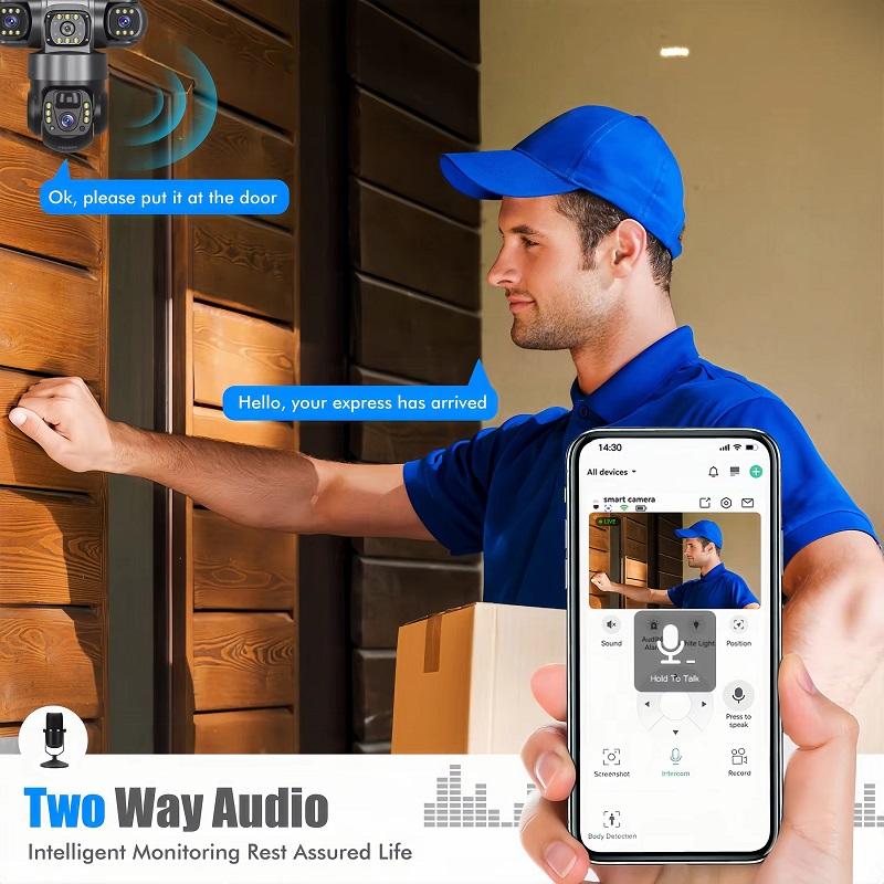 LS VISION Telecamera Solare 4G a 3 Obiettivi 15MP HD Sicurezza CCTV IP66 Impermeabile Visione Notturna Audio Bidirezionale Telecamera Tracciamento Mobile Telecamere IP V380