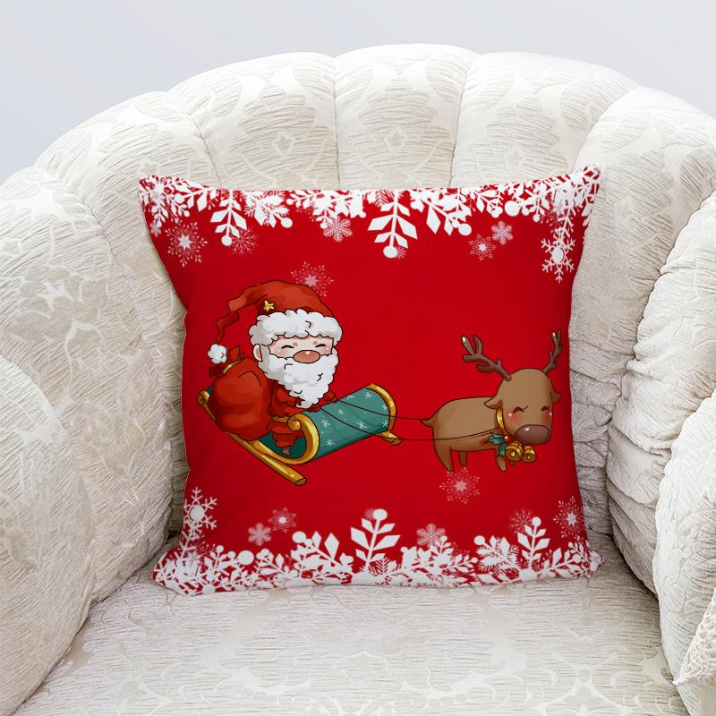 Happy New Year Christmas decorations printed cushion cover home living room sofa decoration pillowcase 45x45cm