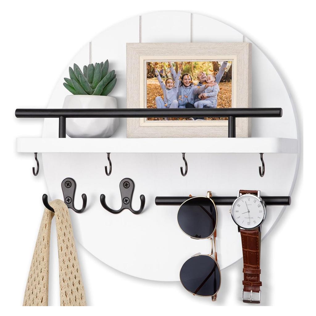 Wall Mount Key Holder with Hook Entryway Key Rack Wear Resist Multi-Function Storage Rack for Wallet Glasses Umbrella Hat