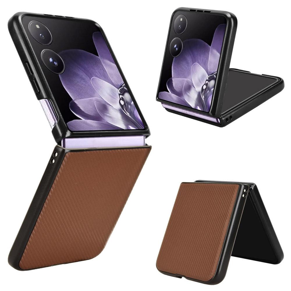 For Xiaomi Mix Flip 5G Case Carbon Fiber Texture Shockproof PU+PC Phone Cover