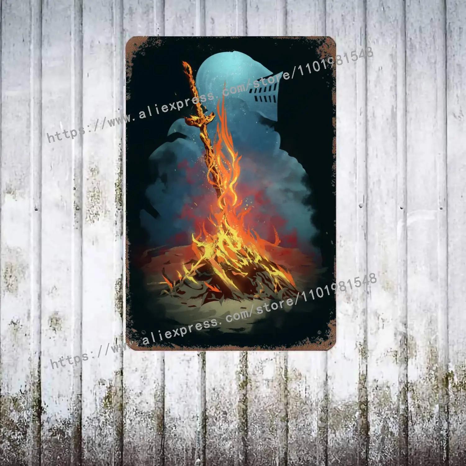 Dark Souls 1 2 3 металлический декор постер винтажная жестяная табличка металлическая табличка декоративная табличка для паба бара мужской пещеры клуба настенное украшение 20x30cm（7.8x11.8inch）