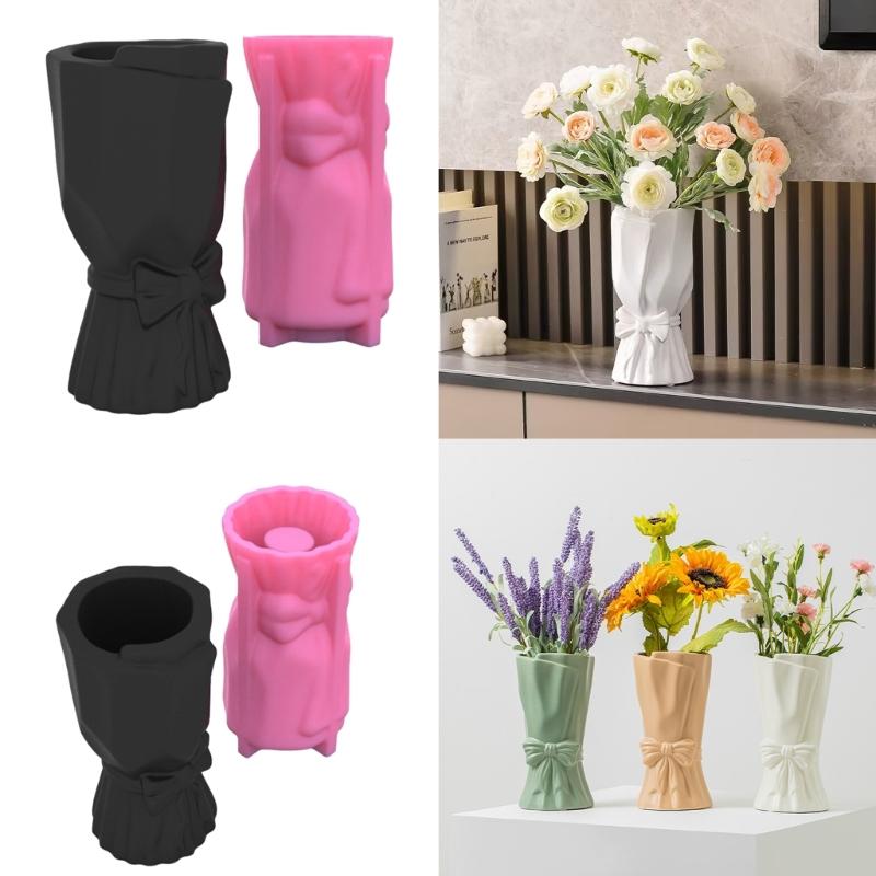 Formy na květináče na vázy Bowknot Tvar na vázy Cementové formy Silikonový materiál pro ruční výrobu květináčů pro šťavnaté rostliny