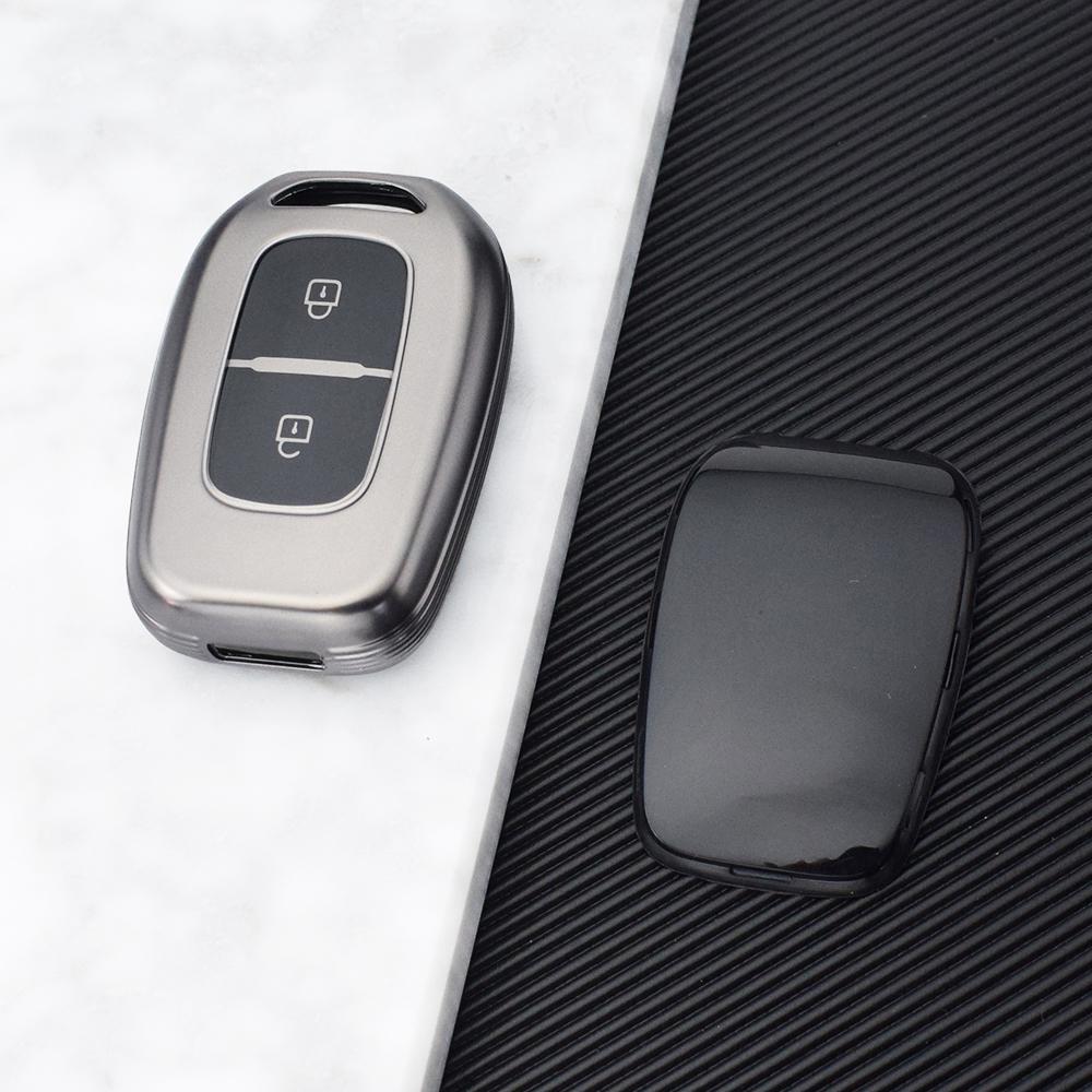 

Чехол для автомобильного ключа из ТПУ с 2 кнопками, серый, пистолетного цвета, держатель для брелока Renault Kwid, дорожный символ для Dacia Sandero Logan Duster 2016 2017 2018 серый