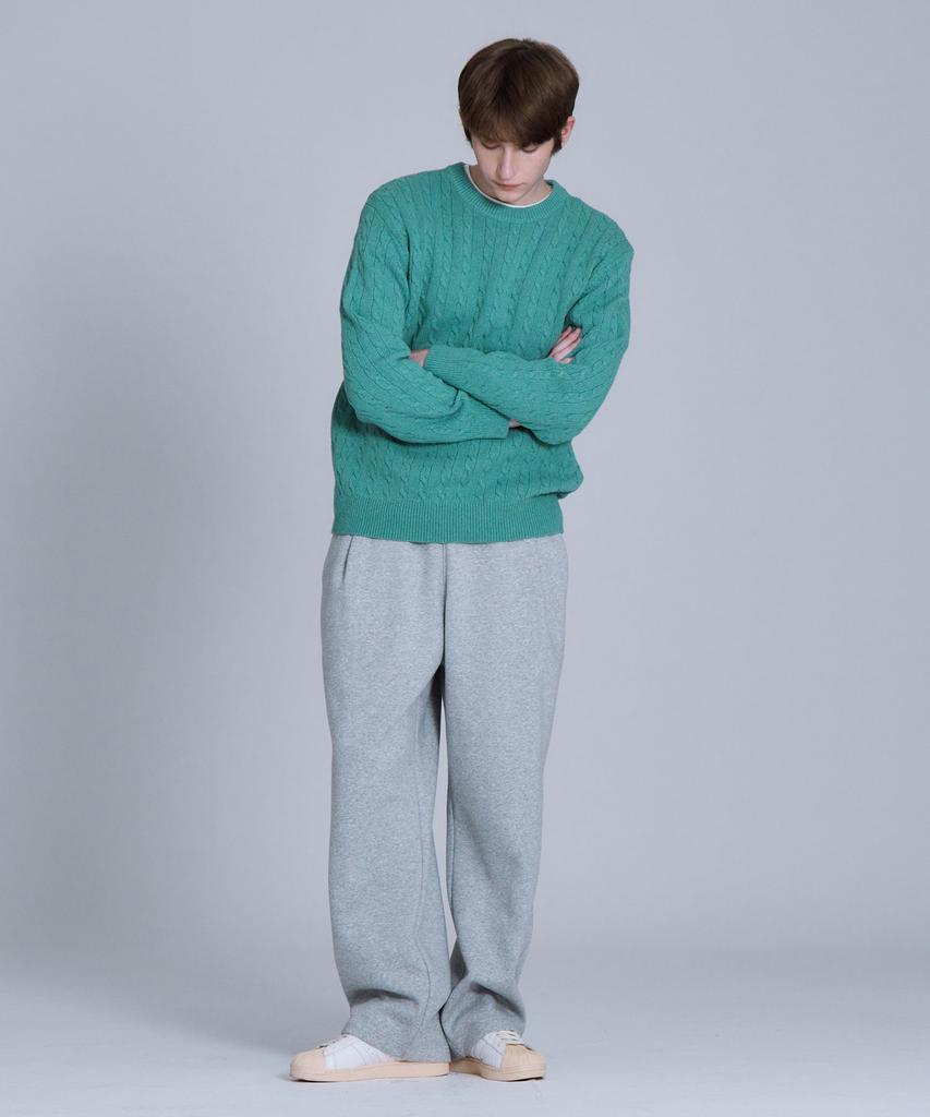 BASIC HOUSE Cable Round Neck Knit Mint Lykt7101 (Type B)