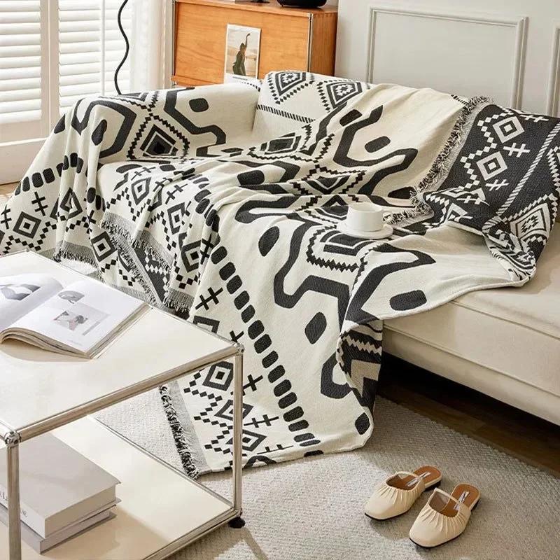 Bohemian Full-cover Sofa Cover Four Seasons Universal Chenille Dustproof Couch Cloth Double-sided Jacquard Nap Blanket for Chair