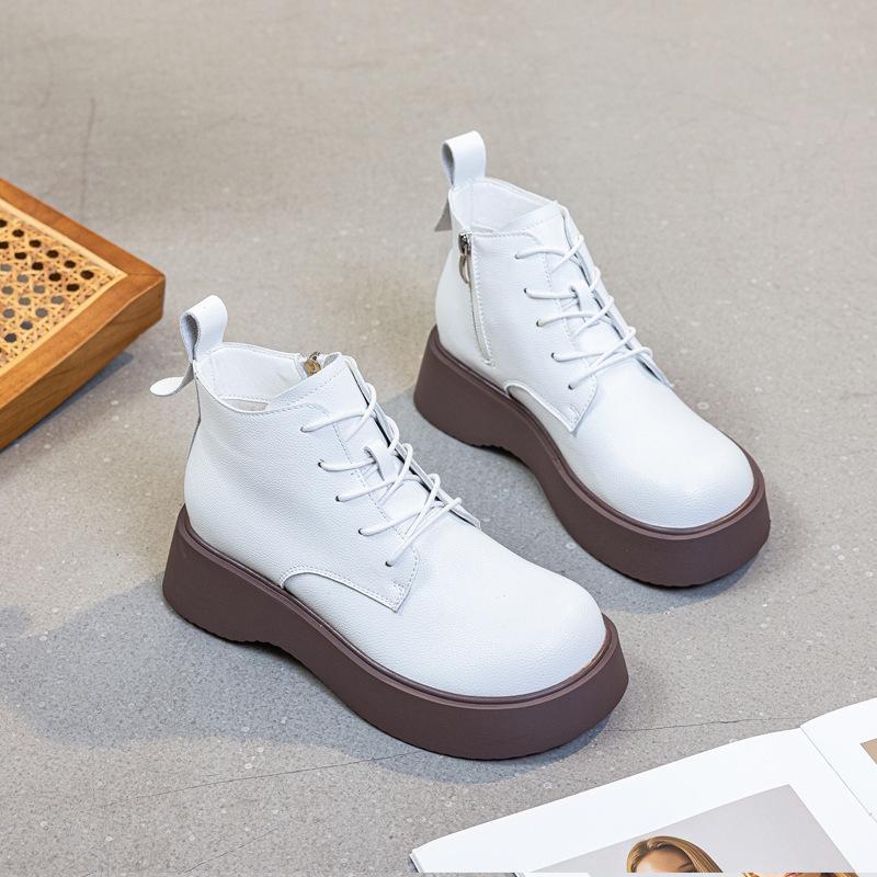 Small Retro Martin Boots Women's Shoes 2025 New Fashion Simple Casual Color Matching Versatile Thick Sole Height Increase