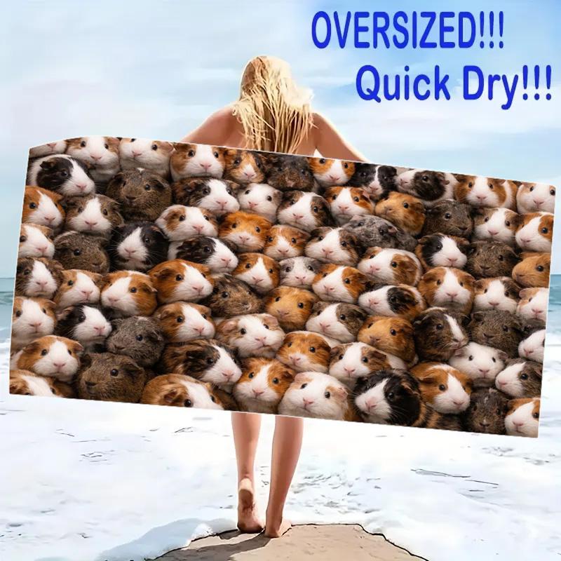 Guinea Pigs Print Beach Towel, Large Soft Quick Dry Towel for Beach Camping Swimming