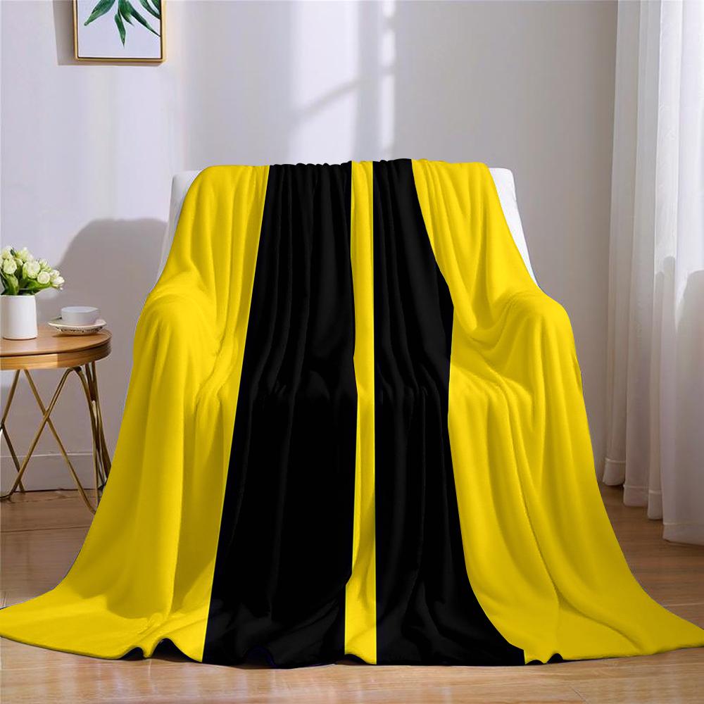 Coperta di Flanella a Strisce Verticali Gialle e Nere Minimalista Calda Morbida Halloween Natale Divano Caldo Accogliente Decorativa Per Stagione