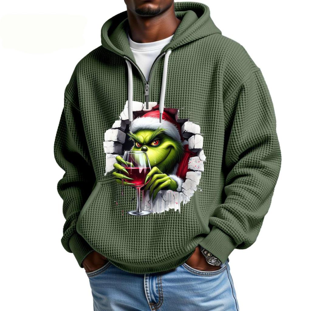 Mokaloha Men's Casual Solid Color  Zipper Long Sleeve Hooded Sweatshirt, Everyday Zipper Casual Long Sleeve T-Shirt