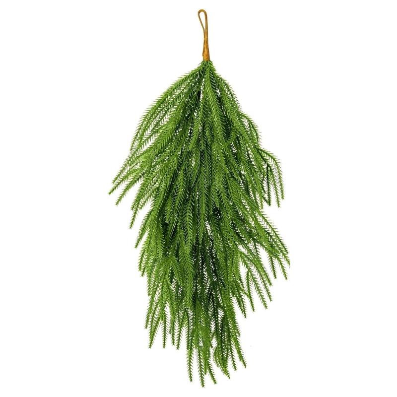 Durable Plastic Christmas Wreath Realistic Pine Leaf Design Greenery Garland For Fireplaces Wall Door Decoration