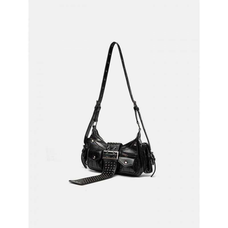 Retro Hot Girl Motorcycle Rivet Bag - Women's 2026 Fashion Single Shoulder & Crossbody Versatile Casual Bag
