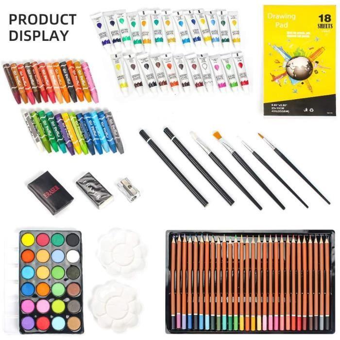 Zeichenset - MIAOKE - 145 Teile - Aluminiumkoffer - Ungiftig - Für Kinder und Erwachsene